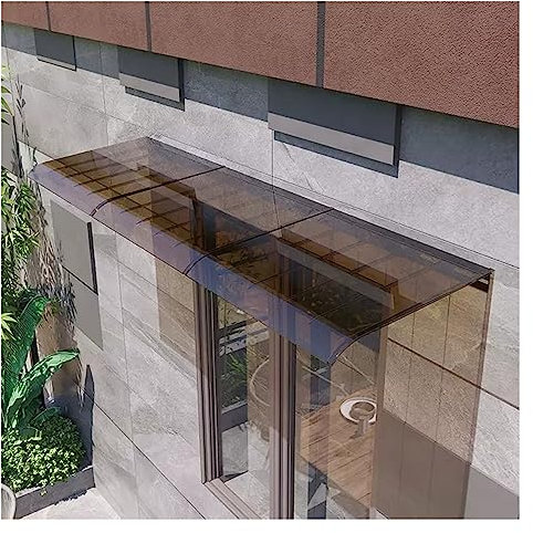 Gebogene Fenster-/Türmarkise, Polycarbonat-Vordach für die Vordertür gegen Regen, Außenmarkise aus Polycarbonat für Tür-/Fenstervordächer (Farbe: Braun, Größe: 50 x 100 cm)