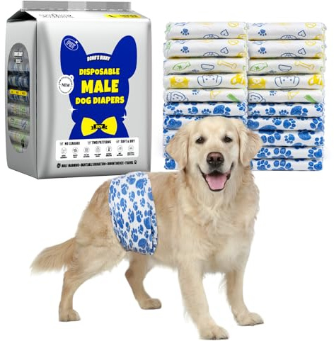 Dono Rüdenwindel, 30 Stück, Hundewindeln für Rüden, Windeln für Rüden in der Saison, Hunde Windeln Rüde mit Nässeindikator, super saugfähig, Inkontinenz, Reisen, XS, S, M, L