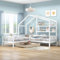 YCYDHDM Hausbett 90x200/140x70 cm mit Schubladen und Ablageregal, Kinderbett Doppelbett mit Lattenrost und Dach, Bettgestell aus Kiefernholz, für Kinderzimmer, L-Struktur, Ohne Matratze, Weiß