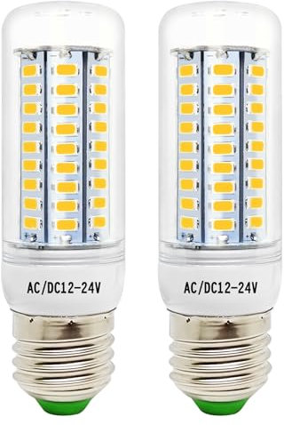 Tupolife E27 12V LED Glühbirne 3.5W 12-24V AC/DC Warmweiß 3000K 12 volt Lampe für Off Grid Solar Beleuchtung RV Boot Innenbeleuchtung, 30W 12V E27 Halogen Glühlampenersatz, 2 Stück