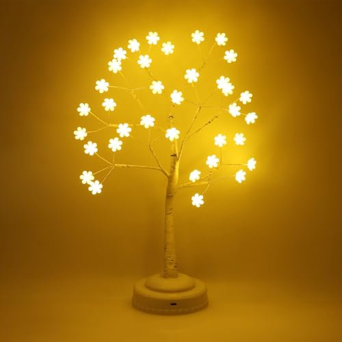 Luces LED para árbol de Navidad, decoración navideña con mando a distancia, USB, funciona con pilas, luz blanca cálida, función de temporizador, iluminación de árbol, iluminación regulable para