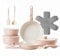 Redchef Ceramic Pots and Pans Set Non Stick, 16 pcs Nonstick Cookware Set with Detachable Handle, Non Toxic, PFAS PFOA & PTFE Free, RV Ceramic Cookware Set for Camping, Oven Safe (Pink)