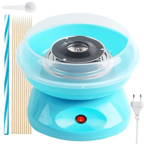 Zuckerwattemaschine Für Zuhause, Zuckerwatte Maschine, Retro Cotton Candy Machine, 450w Für Verschiedene Partys Einfache Bedienung Und Leicht Reinigen Cotton Candy Machine Inkl. Zubehör(Blau)