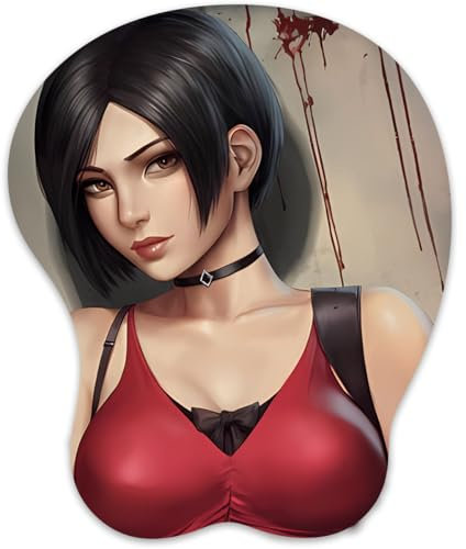Ada Wong Tapis de souris 3D avec seins en silicone et repose-poignet antidérapant Anime Manga Mouse Pad pour jeu de bureau (Ada Wong)