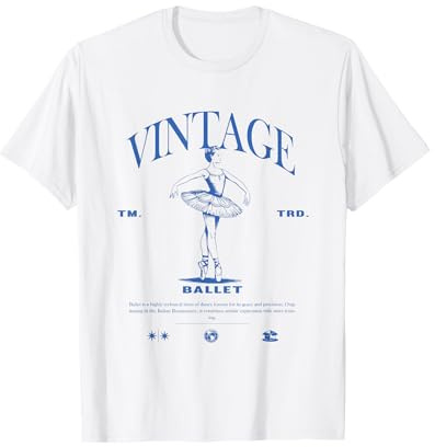 Vintage Ballett Art Clo. T-Shirt für Unisex Erwachsene und Kinder, Weiß, S
