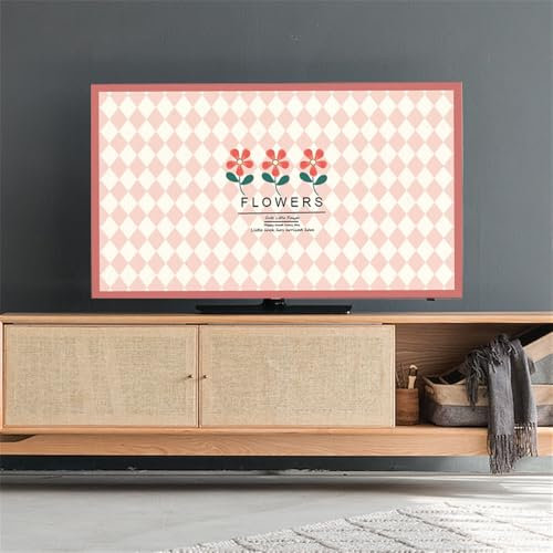 Hixingo Copertura Anti-Polvere TV Elastica Copertura Protettiva per TV con Stampa Plaid Colorato, Protettori Schermo Copertura per Televisori 32-75 Pollici Interni TV/PC (32-37″ TV,Diamante Rosa)