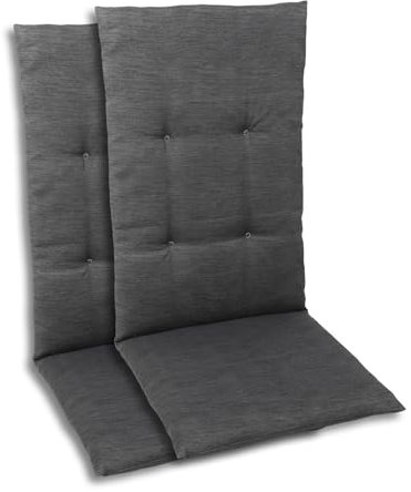 GO-DE Textil Bequeme und attraktive Polsterauflagen für Mittellehner-Gartenstühle (2er-Set, Uni Anthrazit, Mittellehner)