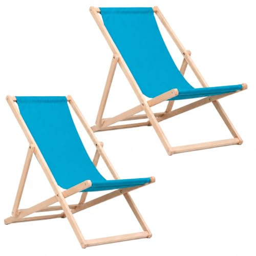 BAS Liegestuhl klappbar aus Holz - 2er Set Türkis Gartenliege - für Terrasse & Strand