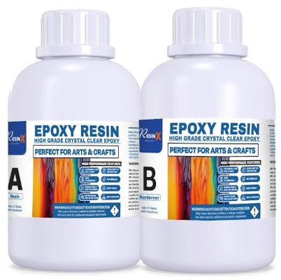 Resin X Crystal Clear Epoxy Resin Kit 1L Heat-Resistant, UV-Protected, Food-Safe Resin & Hardener for Art, Wood, Jewelry, Coasters & Table Tops – Durable, High-Gloss, Bubble-Free Finish
