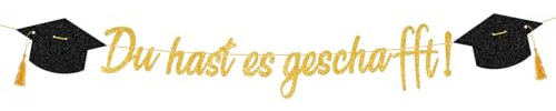 Cadimus Graduation Deko Girlande Gold,Du hast es geschafft Banner,Abschluss Girlande Papier,Abschluss Hut Decoration,Gold Dekoration für die Bachelor-Abschlussfeier