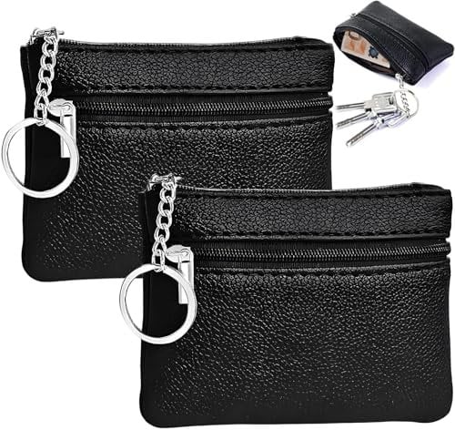 AONAYO 2 Stück Schlüsseltasche,Schlüsseletui,Schlüsselmäppchen,Schlüssel Tasche,Schlüsseletui Herren,Schlüsselmappe,Pu Leder Autoschlüssel,Für Damen Und Herren Schwarz,Autoschlüssel, Karten, Geld