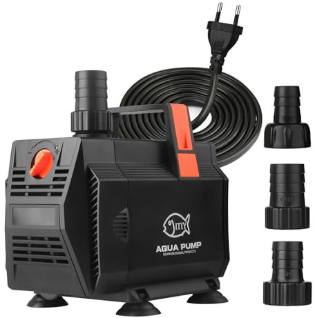 ITIY Pompe submersible pour bassin, 85 W 4500L/H pompe pour fontaine d'eau pompe d'aquarium avec contrôle du débit pour aquarium, cascade, filtration, extérieur, hydroponique
