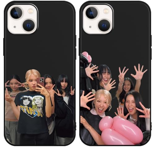 2 Stück Handyhülle für Apple iPhone 13/iPhone 14 Hülle 6.1 Zoll, Blackpick Kpop Star Lisa Rose Jenny Jisoo Ästhetik mit Motiv Designs Case Schwarz Schutzhülle Stoßfest TPU Weich Ultra Dünn Cover