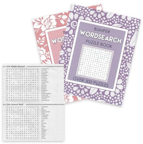 WF Graham A4 Bumper Wordsearch Puzzle Books - Set of 2 - Word Search Books for Adults, Travel Game Brain Teasers - Over 300 Puzzles in Each