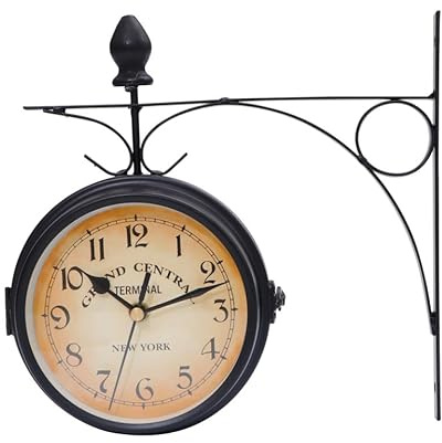 Homoyoyo Double Sided Garden Clock - Waterproof Outdoor Wall Clock - Vintage Design for Garden Decor Large 3D Iron Round Weather Conditions