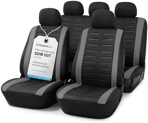 Upgrade4cars Autositzbezüge Set Universal Version 2026 Grau Schonbezüge | Für Vordersitze & Rückbank | passend für die meisten Fahrzeuge | Schützt die Autositze vor Abnutzung