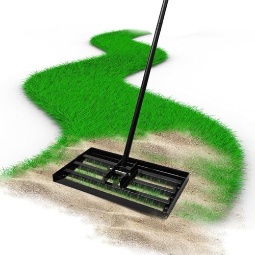 Râteau à Gazon,75 x 25 cm, Manche de 213 cm,Manche réglable, Outil Professionnel d'entretien de la pelouse pour Jardins, terrains de Golf et fermes (75cm*25cm*213cm)