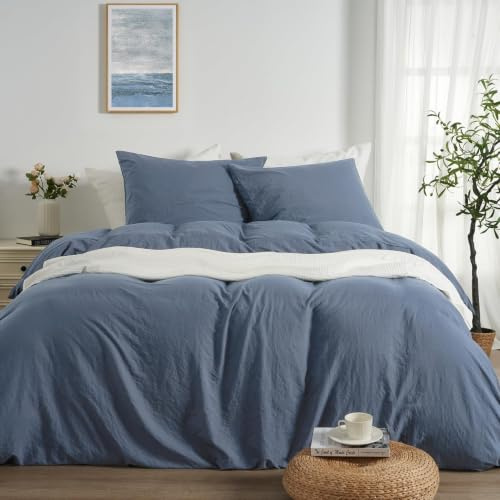Duvetnova Bettwäsche Hellblau 200x200 Superweiche Vorgewaschene Mikrofaser Baumwollähnlich ÖKO-TEX 1 Bettbezug 200x200+2 Kissenbezüge 80x80-alle mit Reißverschluss Bettwäsche Blau