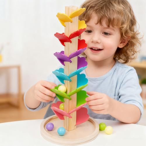 Montessori Rainbow Singing Tree, Railway, Rainbow Singing Rink for Children, Motor Skills Toy Made of Wood, Educational Toy for Girls and Boys