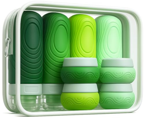Aeomni 8 Pack Travel Bottles for Toiletries, TSA Approved Silicone Travel Essentials, Travel Size Toiletries Leak-Proof Refillable Travel Containers