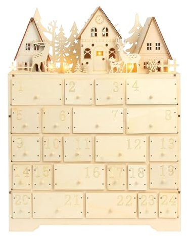 Calendrier De L'Avent En Bois - Décoration En Bois Réutilisable Pour L'Avent,Calendrier Avec 24 Tiroirs Pour Compte À Rebours De Noël - Pour Adultes Amis Femmes Hommes