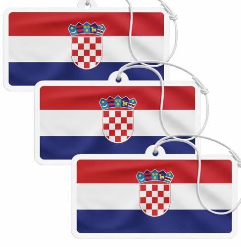 3er Set Auto Lufterfrischer Nationalflagge - Fan Edition Anhänger - Black Ice, Vanilla & New Car, langanhaltender Duft fürs Auto oder Zuhause stilvolles Duft-Accessoire - Kroatien Duftbaum