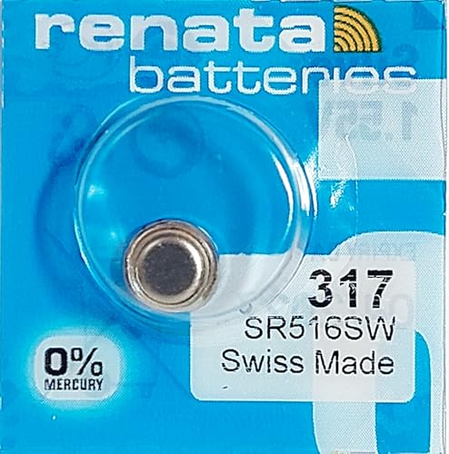 Renata One (1) X 317 SR516SW SB-AR Silver Oxide Watch Battery 1.55v Blister Packed