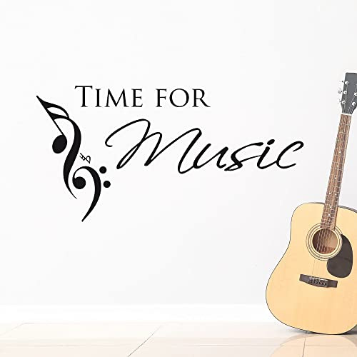 GRAZDesign Wandtattoo Time for Music mit Noten Musik Wohnzimmer Jugendzimmer Musikraum - 59x30cm / 070 schwarz