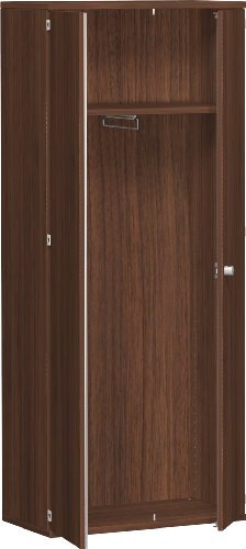 Geramöbel Garderobenschrank mit ausziehbarem Garderobenhalter, 1 Dekor-Einlegeboden, abschließbar, 800x425x1920, Nussbaum/Nussbaum