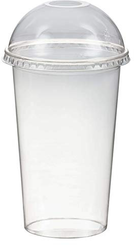 1-PACK Smoothiesbecher + Domdeckel mit Öffnung 400 ml, Ø 95mm, PET, glasklar, 50 Stück