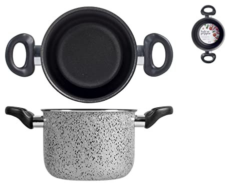Home Salt Peper Faitout, 16 cm, Aluminium, Noir/Gris