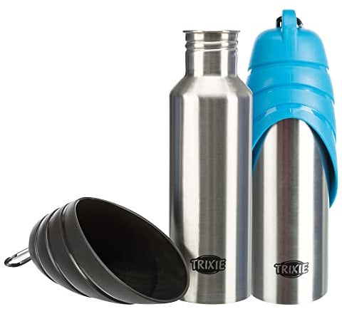 Trixie Gourde avec Écuelle Acier Inoxydable/Plastique 750 ml, Couleurs Aléatoires (bleu, noir...)