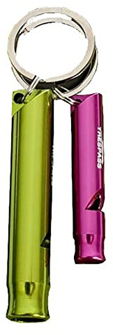Trespass Blow X Whistle Keyring Set - 2pc Aluminium Whistles, Pink/Green, One Size