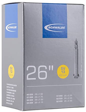Schwalbe Fahrradschlauch Nr. 13 – MTB Schlauch 26 Zoll (ETRTO 40/62-559) – für SV, AV oder DV Ventil – luftdicht & langlebig – Standardschlauch für Mountainbike
