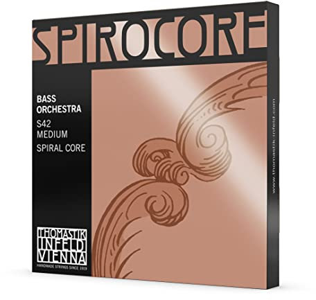 Thomastik Einzelsaite für Kontrabass 4/4 Spirocore - D-Saite Spiralkern, Chrom umsponnen, Orchesterstimmung, mittel