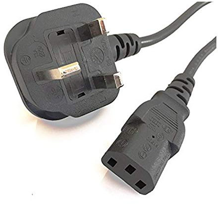 3 Prong power cable - kettle lead 2m - IEC C13 H05VV-F 0.75mm² 3G 13A - For TV, Desktop, Mac, Computer, Printer, Projector, Kettle, soup maker and more - Monitor power cable uk - Length: 2M / 6.5ft