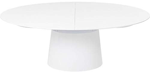 Kare Design Ausziehtisch Benvenuto Weiß, 6-8 Personen, Oval, Hochwertige Verarbeitung, Stilvoll, Ausziehbar, Esstisch, Wohnzimmer, Büro, 76x200x110 cm (H/B/T)