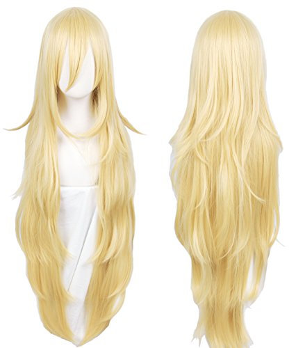 Linfairy Lange blonde Rachel Perücke Halloween Cosplay Kostüm Perücke für Frauen 90 cm