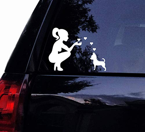 Celycasy Chihuahua-Aufkleber Lady Loves Her Chihuahua Dog Chihuahua Mama Vinyl Auto-Aufkleber Laptop Aufkleber Fenster Wand Sticker