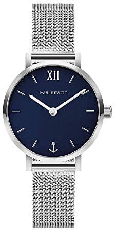 PAUL HEWITT Armbanduhr Damen Sailor Line Modest Blue Lagoon - Edelstahl Damen Uhr (Silber), Damenuhr Edelstahlarmband in Silber, blaues Ziffernblatt