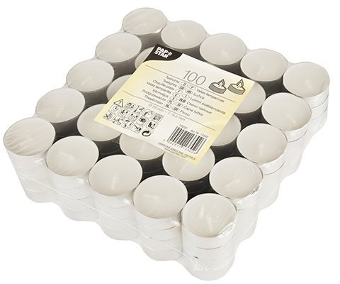 PAPSTAR 100 Teelichte Ø 39 mm · 16 mm Weiss, Sie erhalten 10 Packungen á 100 Stück (insgesamt 1000 Stück)