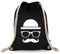Turnbeutelliebe® Turnbeutel mit Spruch - Verschiedene Designs - Bedruckt - Baumwolle schwarz - Sportbeutel - Rucksack - ca. 12 Liter - 37 x 46 cm (Hipster mit Hut)