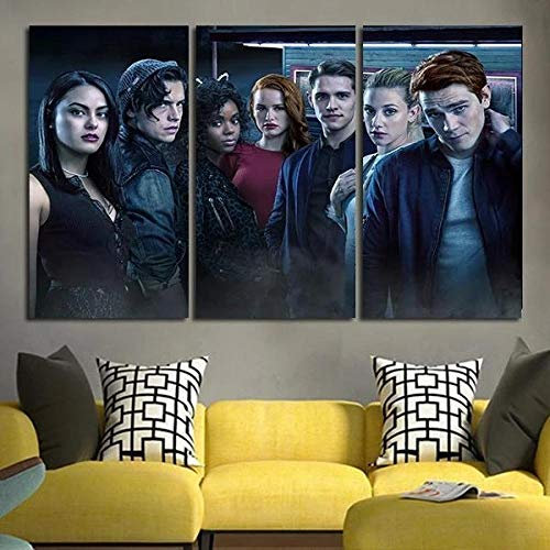 IOIP Riverdale-Zeichen Bilder 150x70 cm 3 Teilig Leinwandbilder Bild auf Leinwand Vlies Wandbild Kunstdruck Wanddeko Wohnzimmer Wanddekoration Deko Street Art