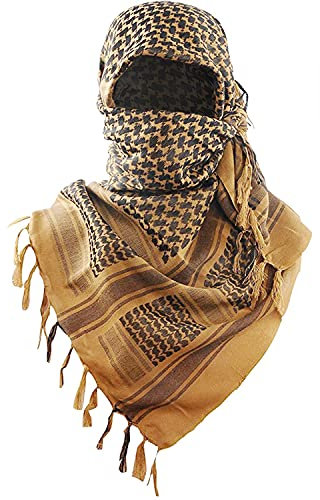 Luxns Militär Shemagh Taktische Wüstenschal - 100% Baumwolle Keffiyeh Schal für Herren und Damen, Coyote Braun, Einheitsgröße