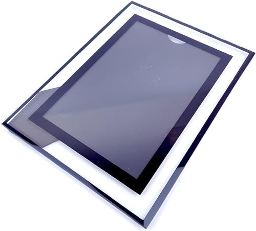 YOFAN Glas-Bilderrahmen, 10,2 x 15,2 cm, Spiegel-Bilderrahmen, Präsentationsständer auf Tischplatte, Schwarz