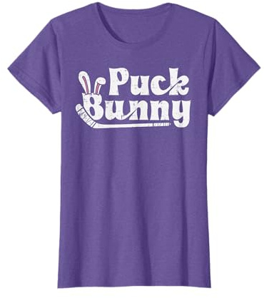 Puck Bunny Ice Hockey Stick Cute Player Men Women Girls Kids T-Shirt