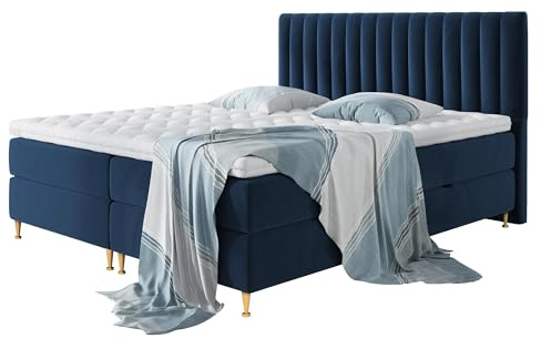 Mirjan24 Boxspringbett Nerpa, Doppelbett mit Topper und Matratze, Polsterbett mit 2 Bettkästen + Gasdruckfedern, Bett mit Kopfteil, Bettgestell für Schlafzimmer (Fresh 11, 180 x 200 cm)