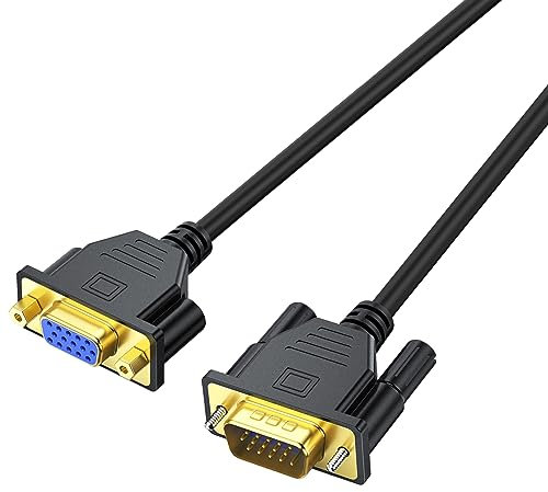 UV-CABLE VGA Extension Cable, VGA Cable Male to Female 6 Feet 15 Pin (Not 9 Pin), SVGA Male to Female HD15 Monitor Video Adapter Cable Support 1080P Full HD for Laptop, PC, Projector, HDTV, Display