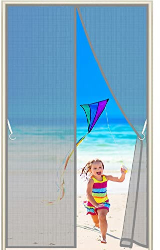 Fly Screen Door for Front Back Door/Sliding Doors/Patio Doors/Balcony Doors, 185x230cm, Customizable, Screen Bug Mesh Curtain Fly Screens, Grey