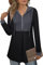 Siddhe Hoodie Damen Pullover Farbblock Tunika Langarm Bluse Kapuzenpullover Oberteile Pulli mit Kapuzen und 1/4 Zip Longshirt Reißverschluss Sweatshirt A-Linie Locker Lang Tops, Schwarz-Grau XXL